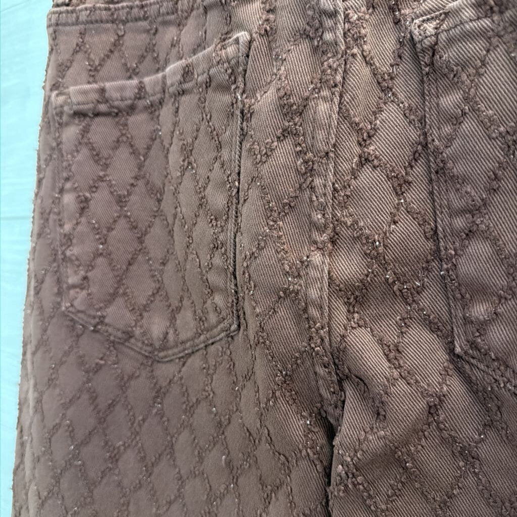 Risen Jeans Brown Textured Diamond Print Wide Leg Pants 30