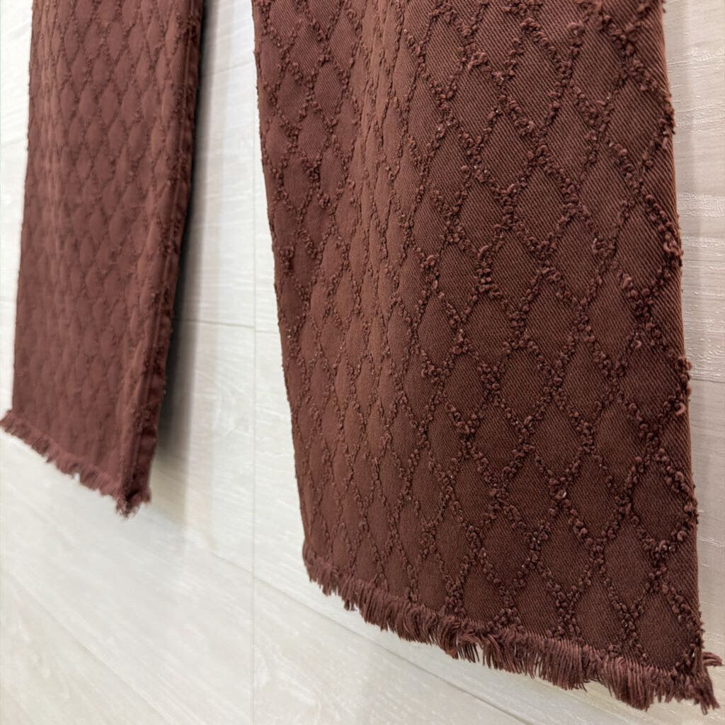 Risen Jeans Brown Textured Diamond Print Wide Leg Pants 30