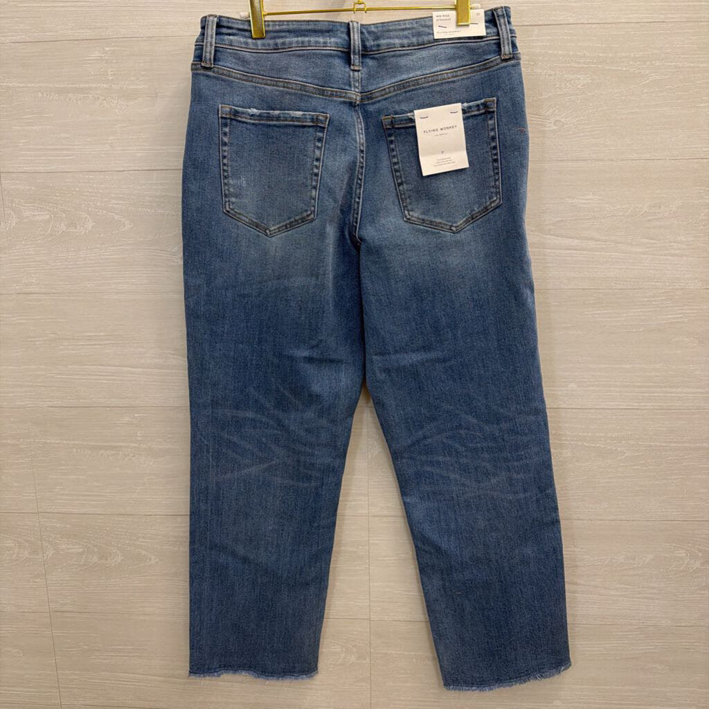 Flying Monkey Light Wash Mid Rise Straight Jeans 31