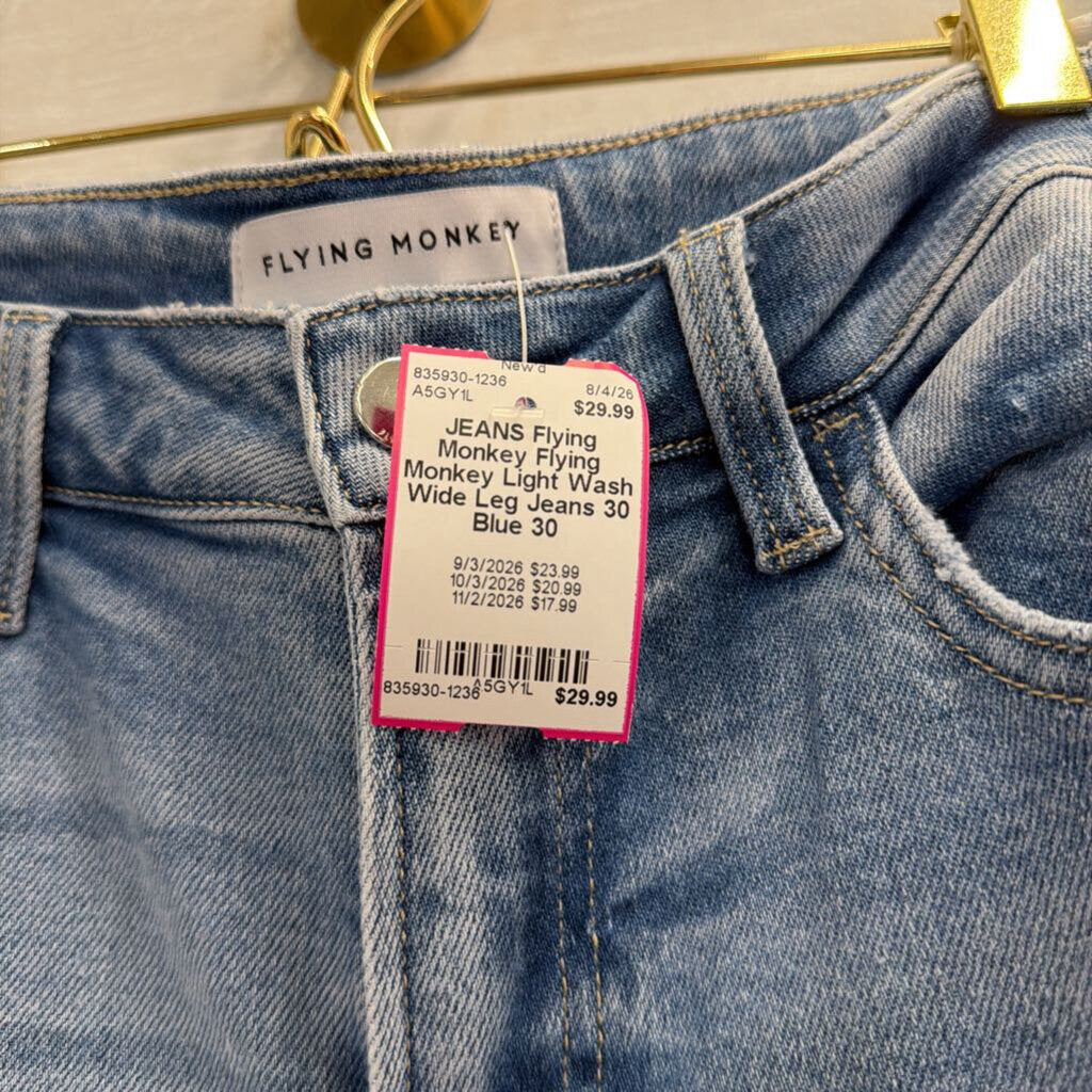 Flying Monkey Light Wash Wide Leg Jeans 30