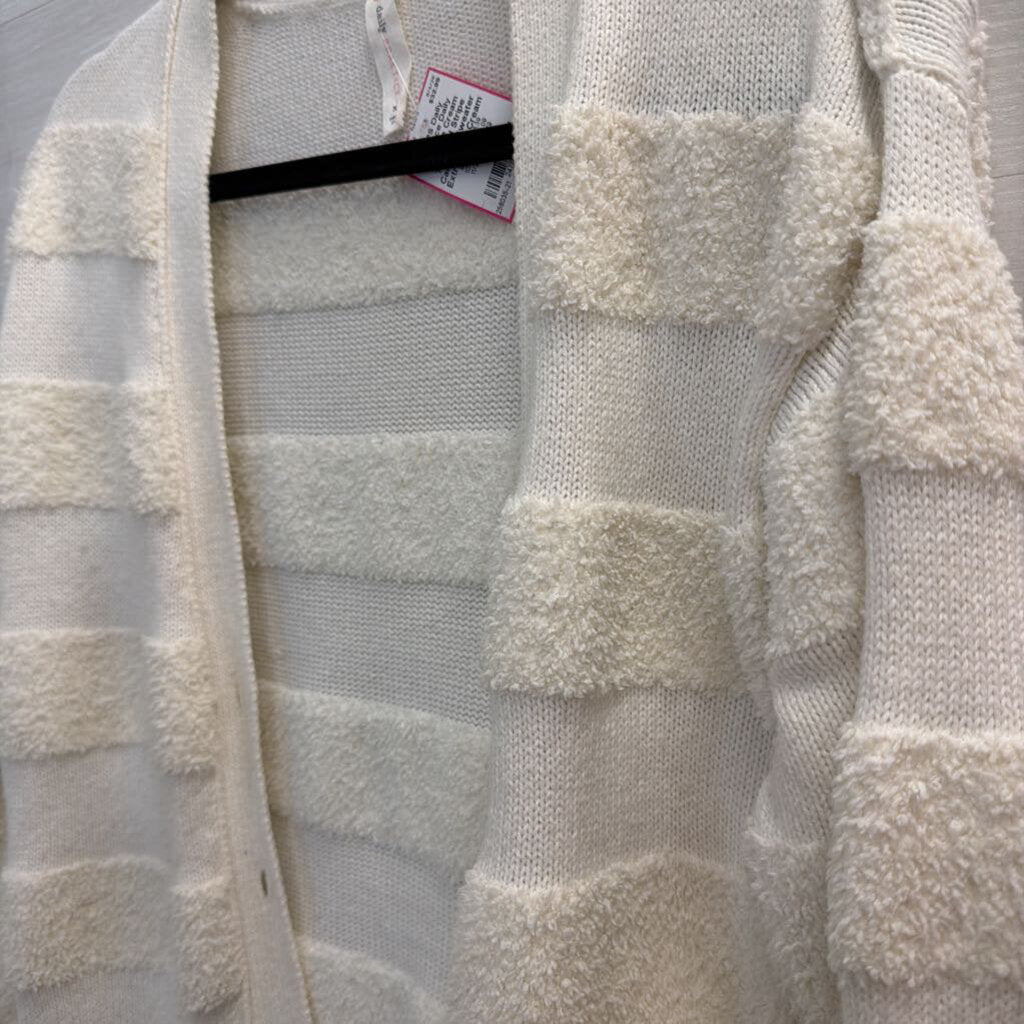 Daily Practice Cream Textured Stripe Cardigan Sweater Extra Small
