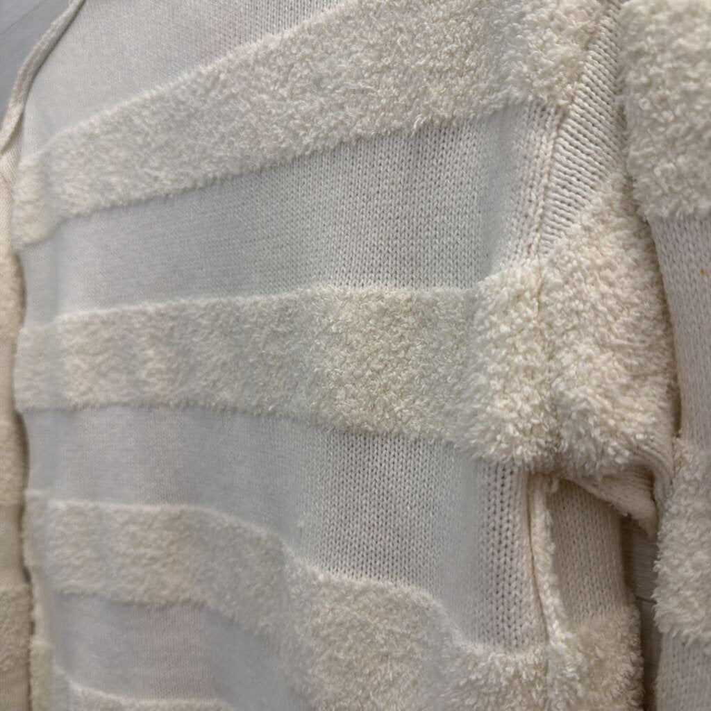 Daily Practice Cream Textured Stripe Cardigan Sweater Extra Small