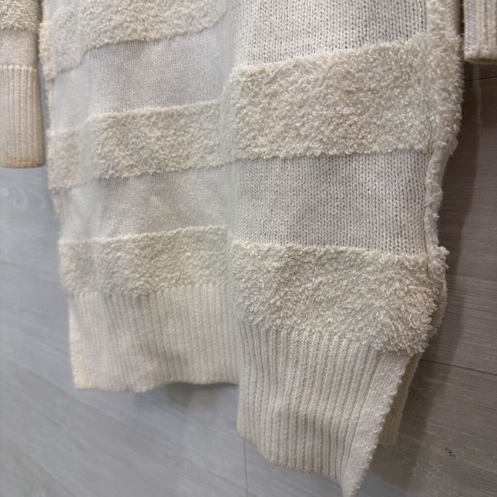 Daily Practice Cream Textured Stripe Cardigan Sweater Extra Small
