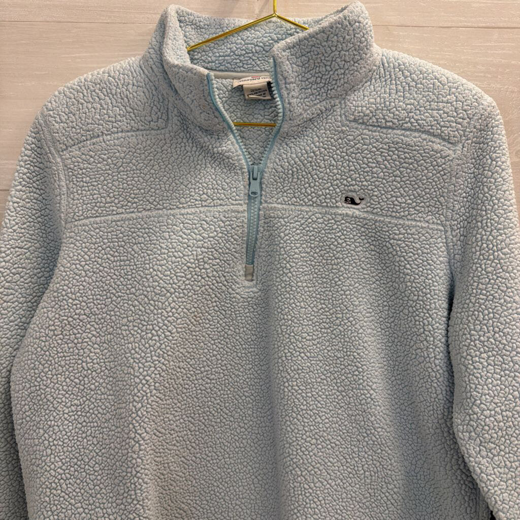Vineyard Vines Blue Fleece Quarter Zip Long Sleeve Pullover Medium