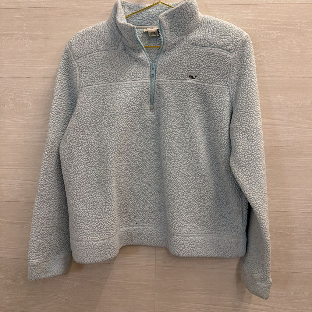 Vineyard Vines Blue Fleece Quarter Zip Long Sleeve Pullover Medium