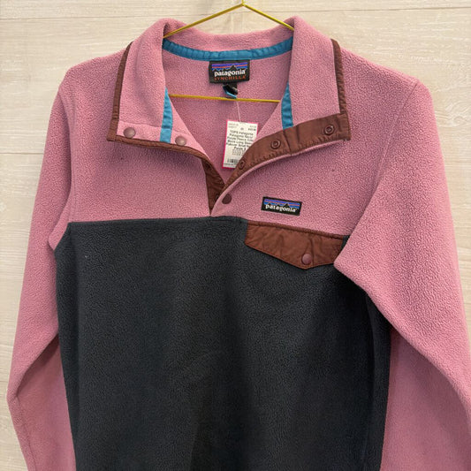 Patagonia Navy/ Purple Fleece Color Block Long Sleeve Pullover Small