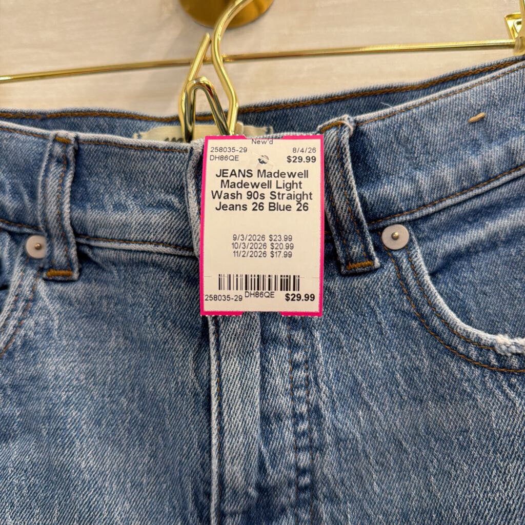 Madewell Light Wash 90s Straight Jeans 26