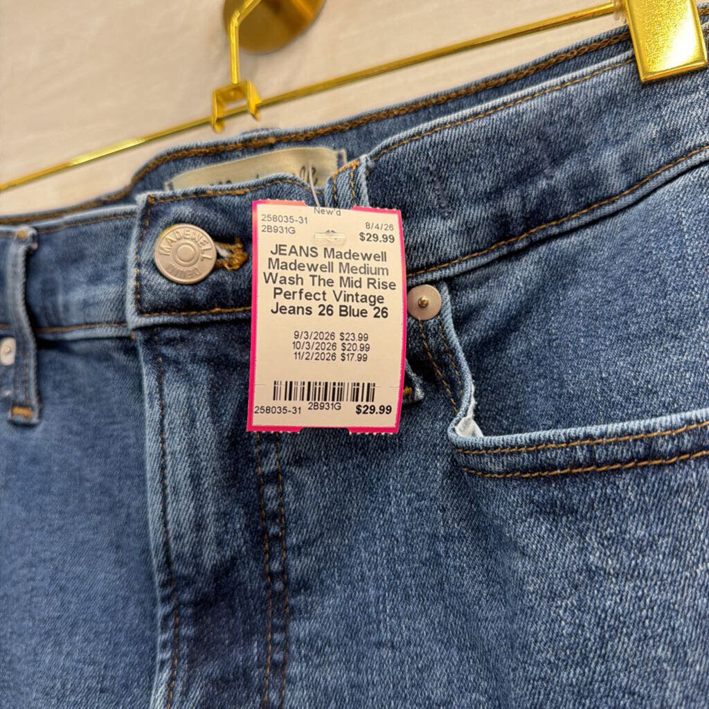 Madewell Medium Wash The Mid Rise Perfect Vintage Jeans 26