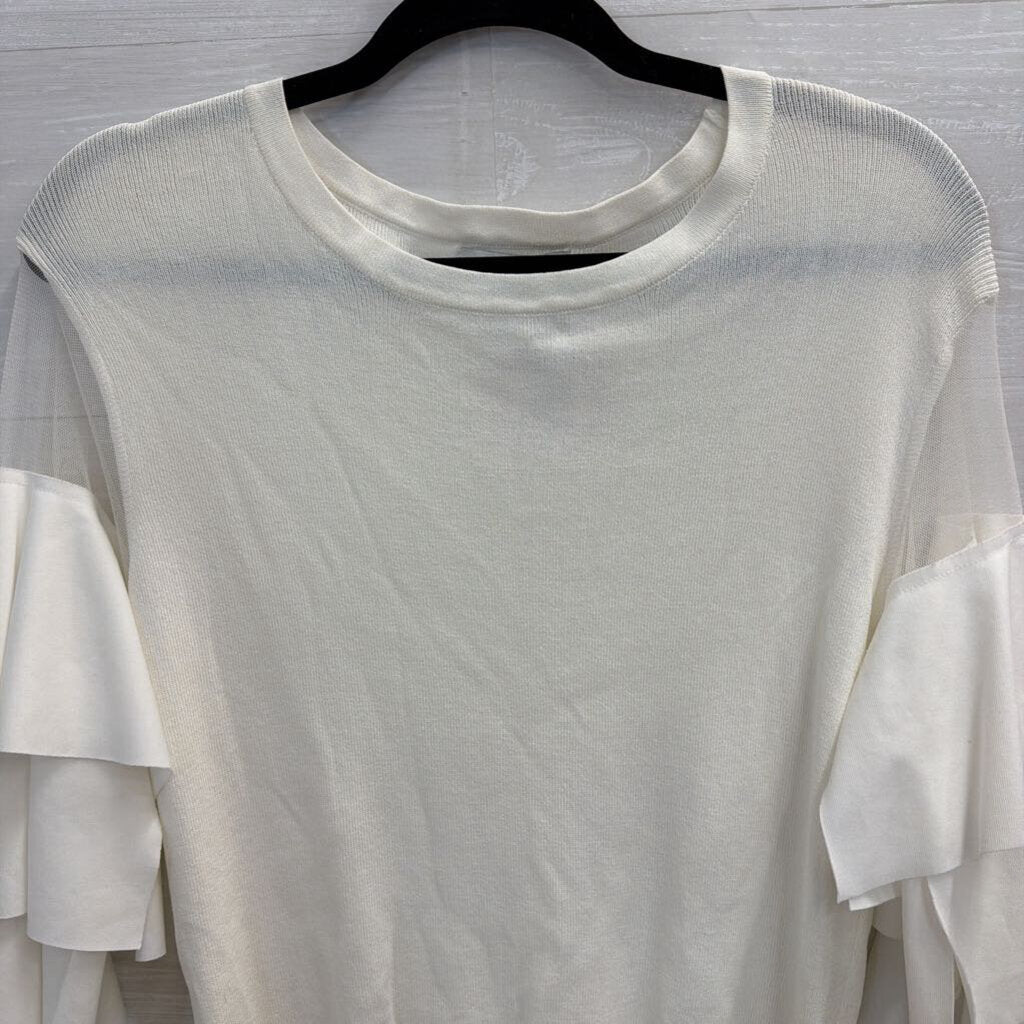 Rachel Zoe White Short Bell Sleeve Top Small