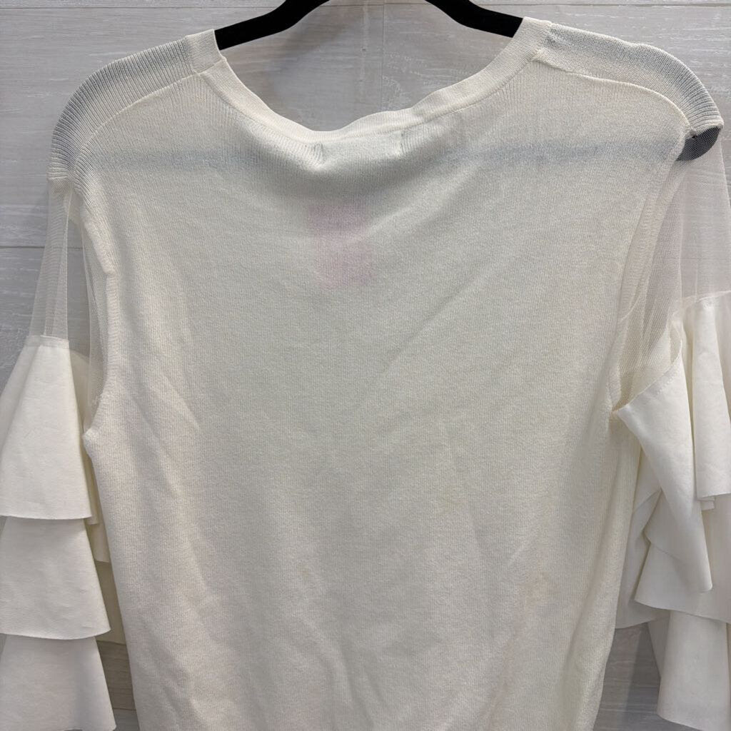 Rachel Zoe White Short Bell Sleeve Top Small