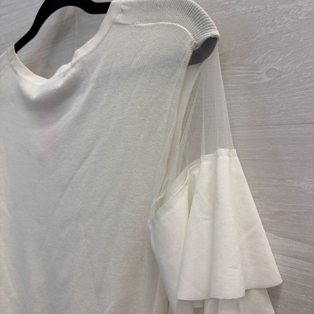 Rachel Zoe White Short Bell Sleeve Top Small
