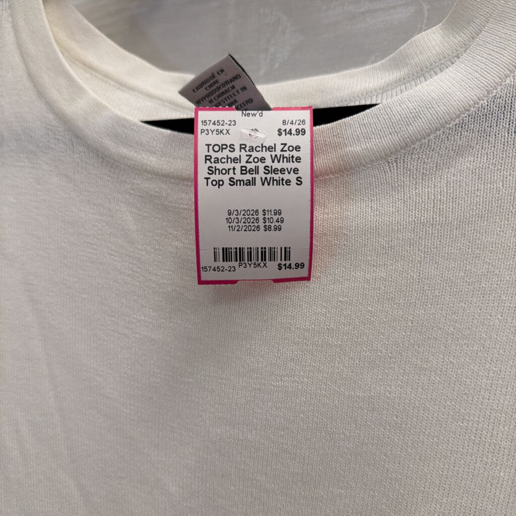 Rachel Zoe White Short Bell Sleeve Top Small