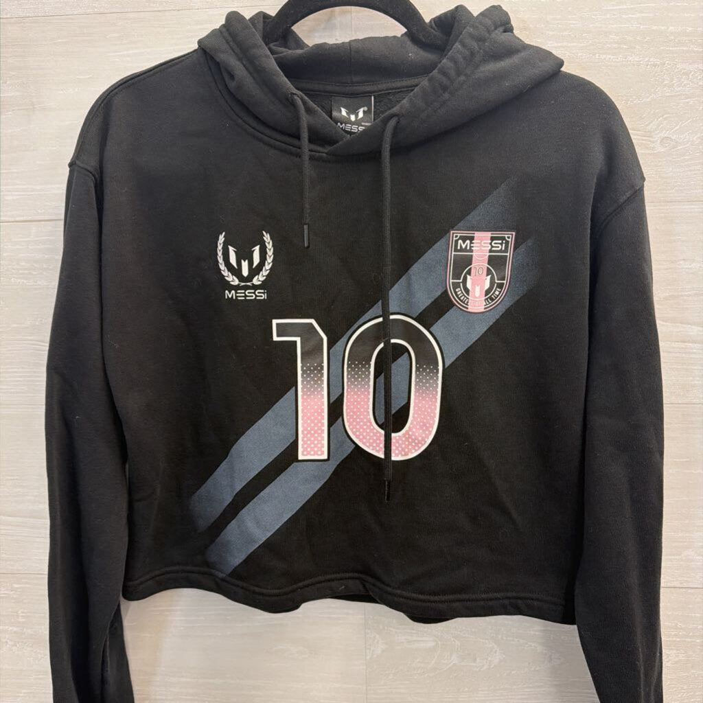 Messi Black/ Pink Cropped Graphic Hoodie Small