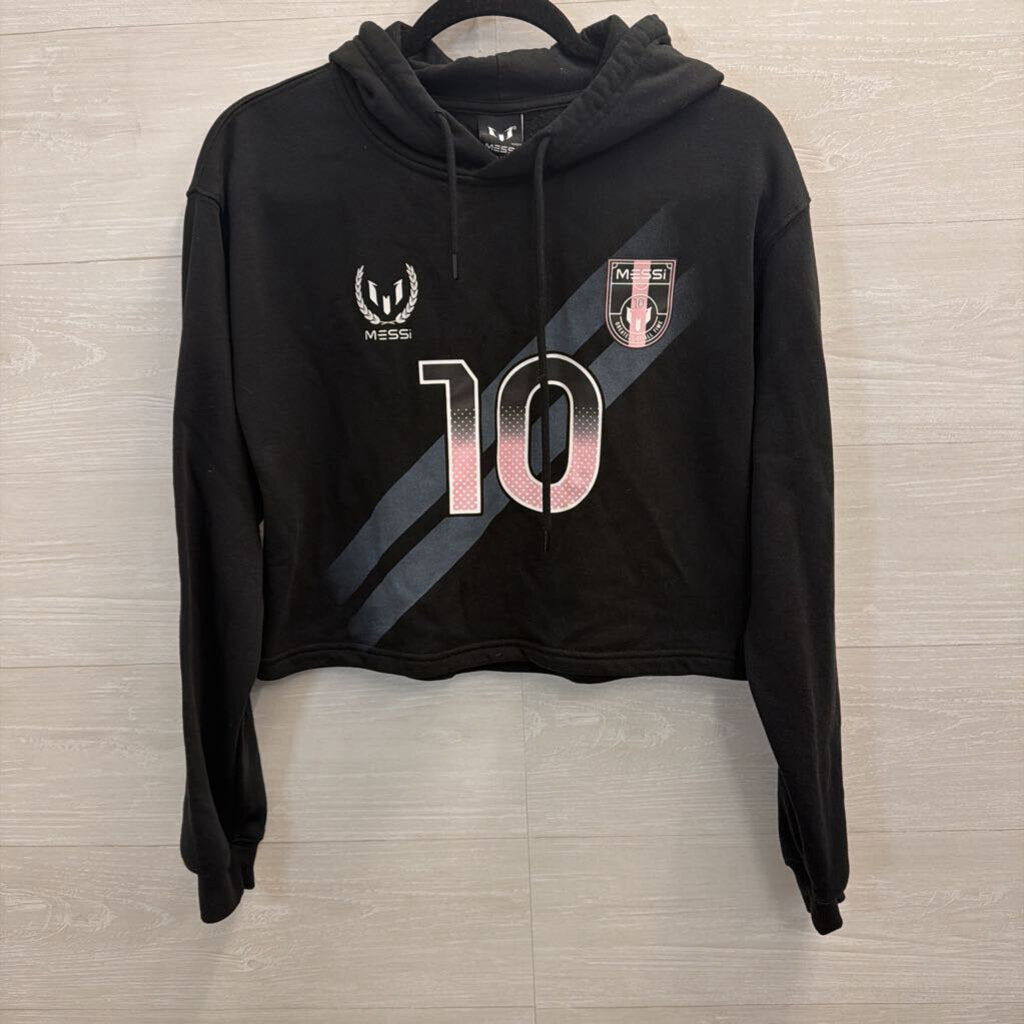 Messi Black/ Pink Cropped Graphic Hoodie Small