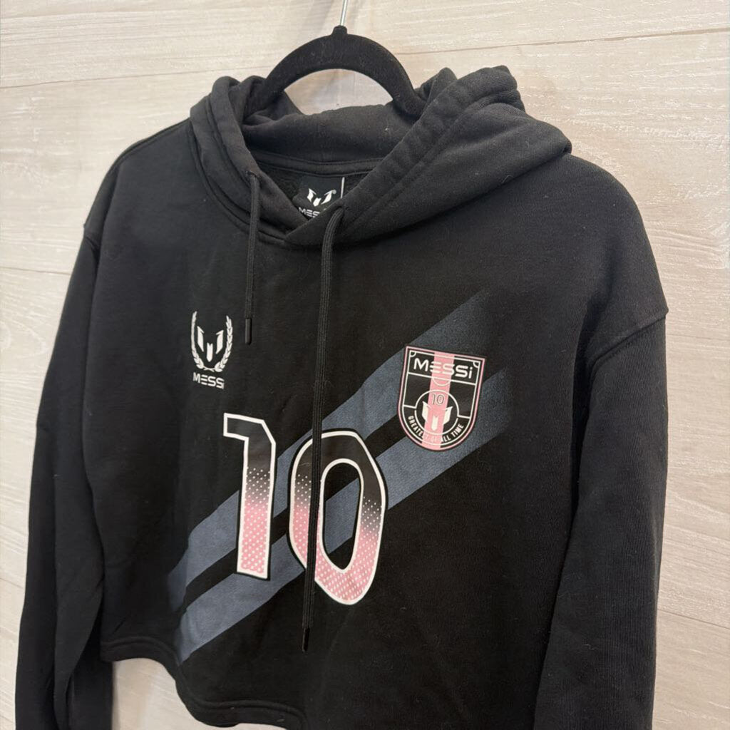 Messi Black/ Pink Cropped Graphic Hoodie Small