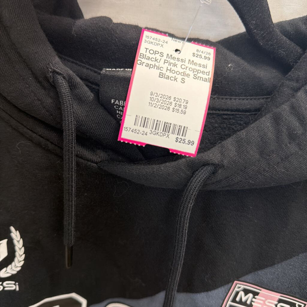 Messi Black/ Pink Cropped Graphic Hoodie Small