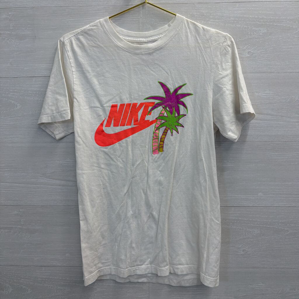 Nike White/ Multi Palm Tree Logo Short Sleeve Graphic Tee Small