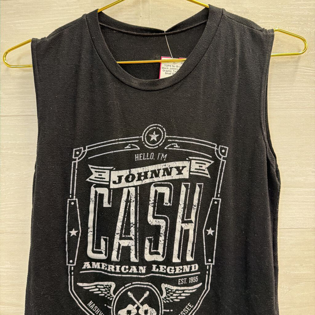 Black Johnny Cash Graphic Tank Top Small