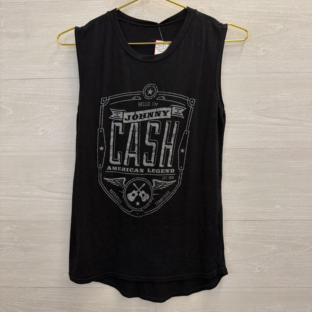 Black Johnny Cash Graphic Tank Top Small