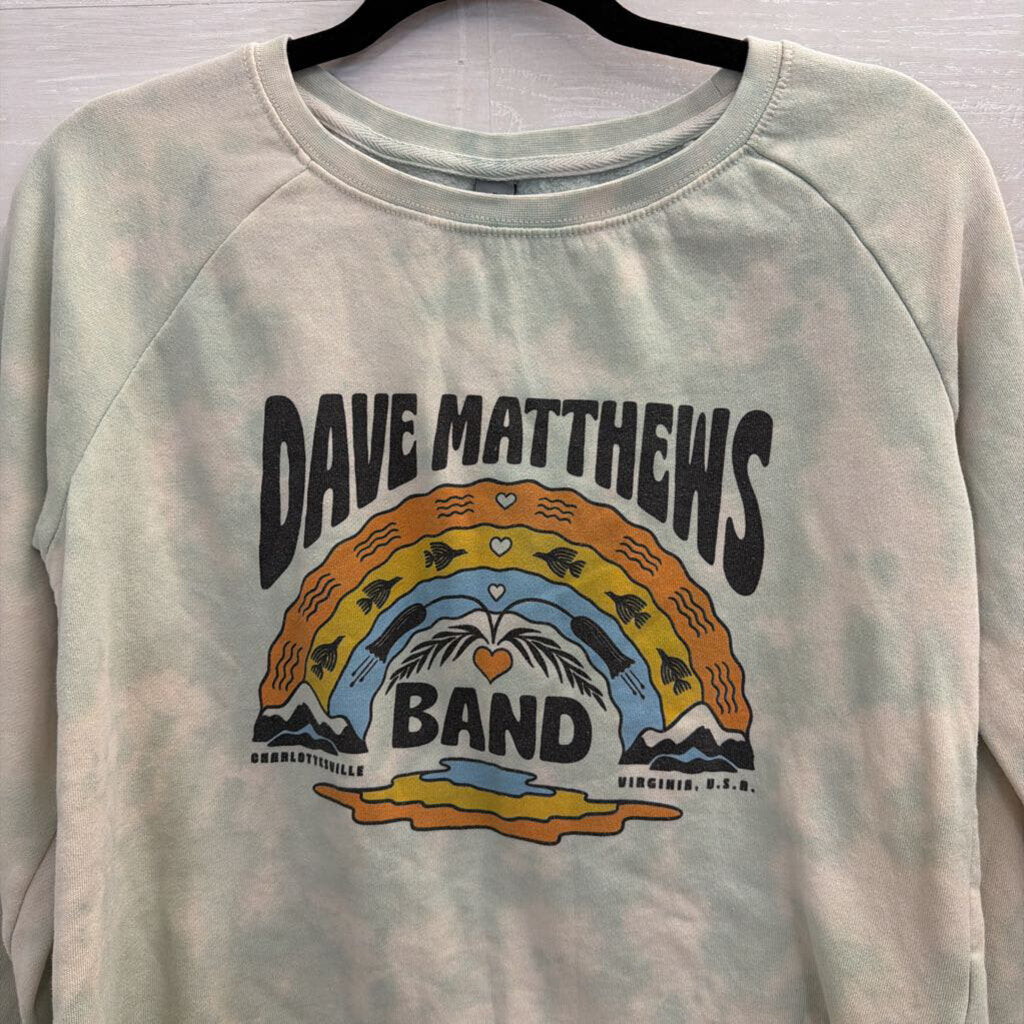 Green Tie Dye Cropped Dave Matthews Sweatshirt Top Small
