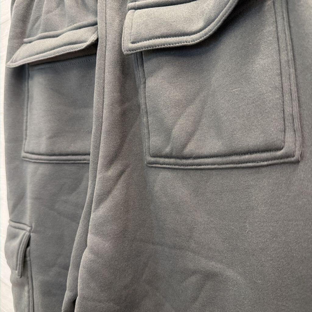 Grey Wide Leg Cargo Pocket Sweatpants Large