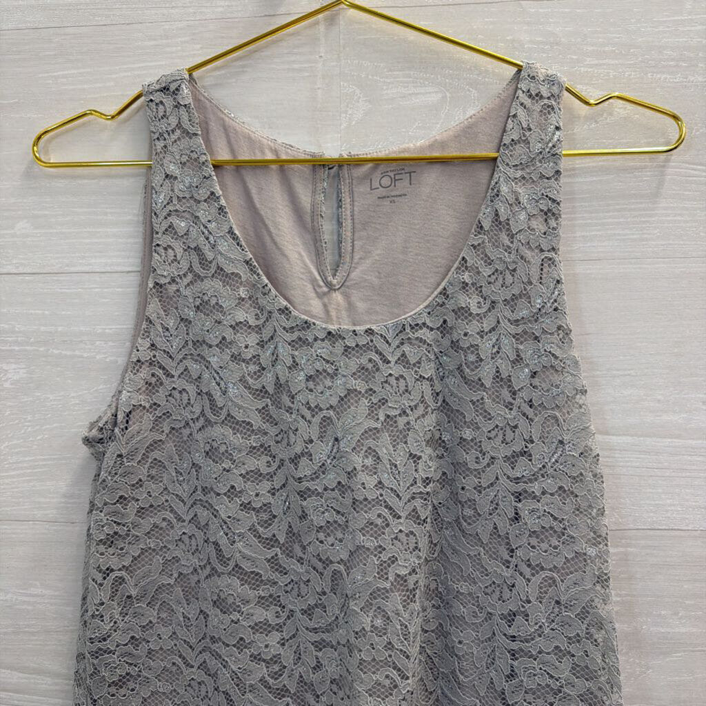 Loft Grey Lace Tank Top Extra Small