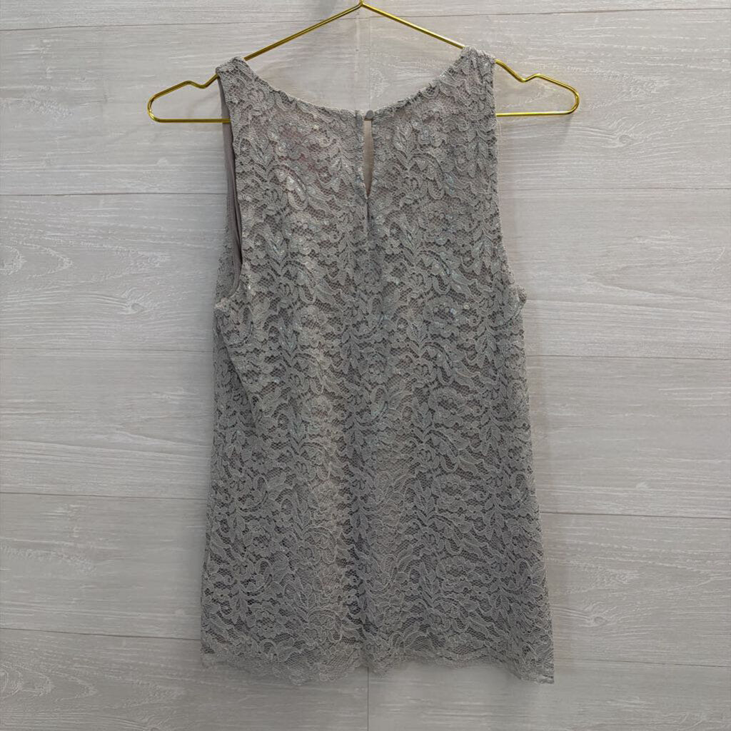 Loft Grey Lace Tank Top Extra Small