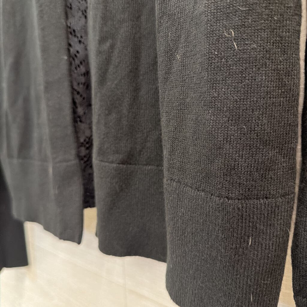 Loft Black Lace Detail Cardigan Sweater Small