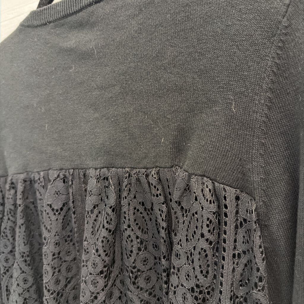 Loft Black Lace Detail Cardigan Sweater Small