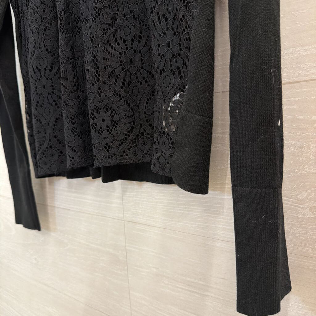 Loft Black Lace Detail Cardigan Sweater Small