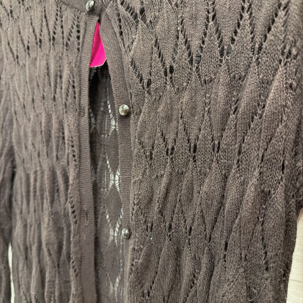 Loft Brown Lace Cardigan Sweater Small