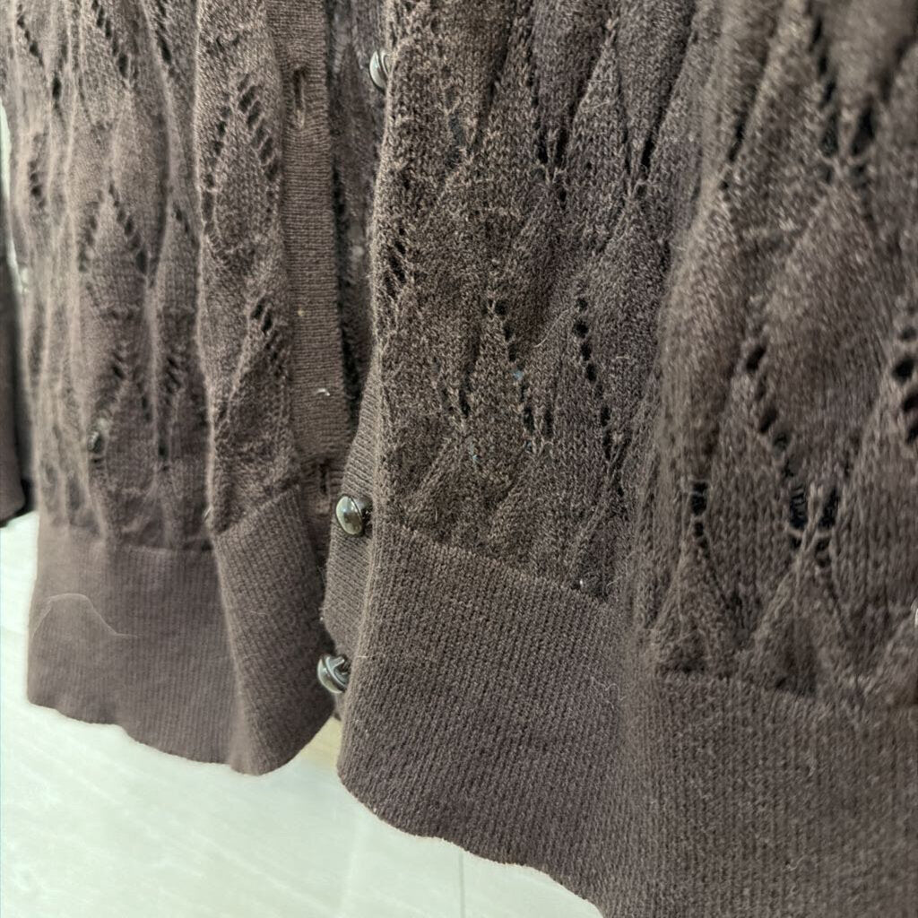Loft Brown Lace Cardigan Sweater Small