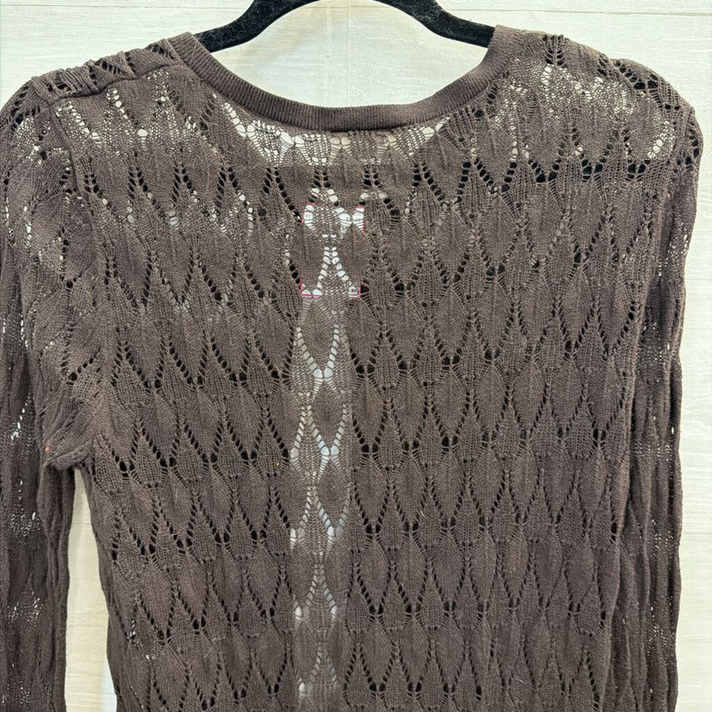 Loft Brown Lace Cardigan Sweater Small
