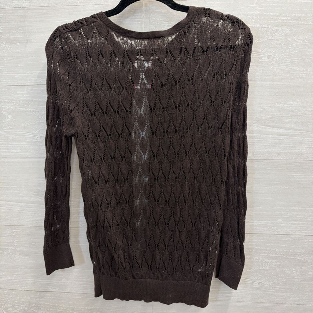 Loft Brown Lace Cardigan Sweater Small