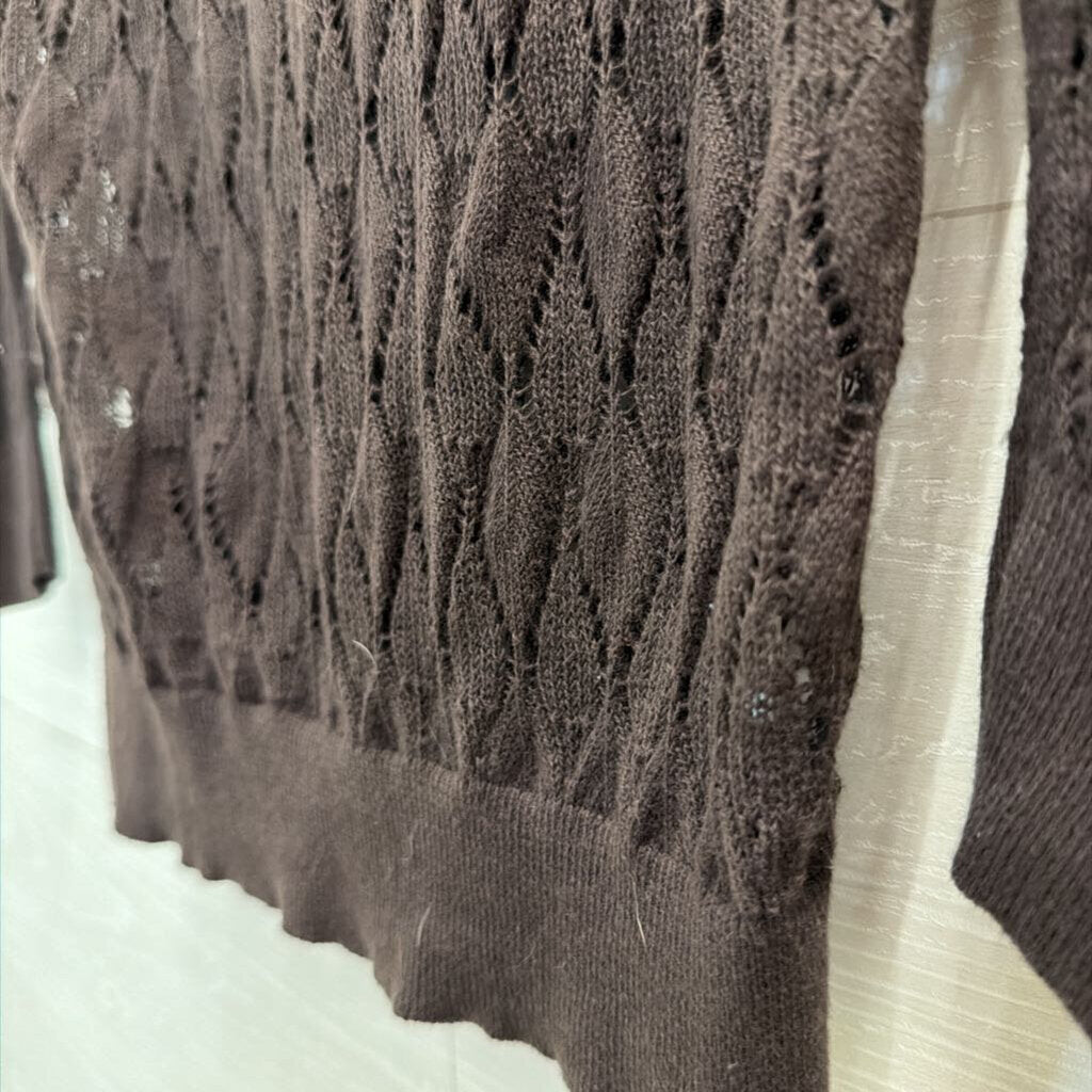 Loft Brown Lace Cardigan Sweater Small