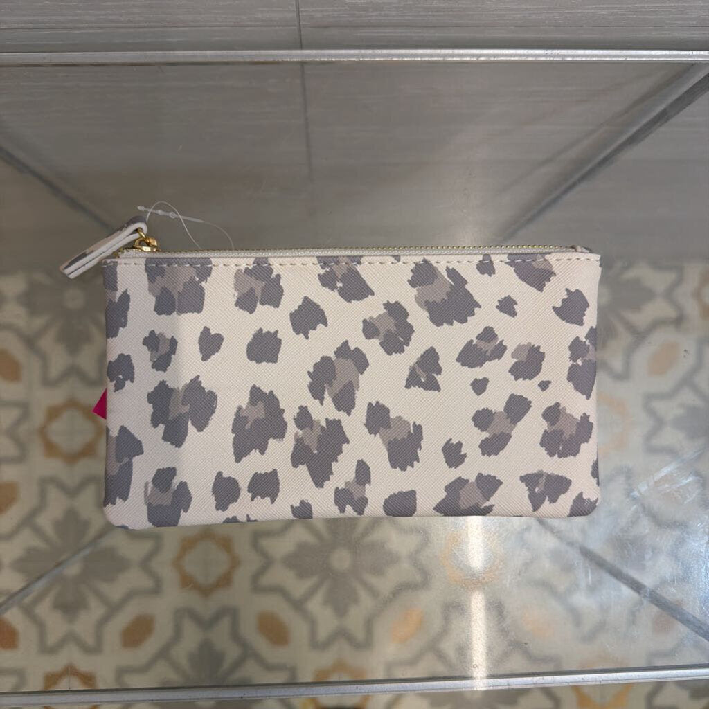 Beige/ Grey Leopard Print Small Pouch