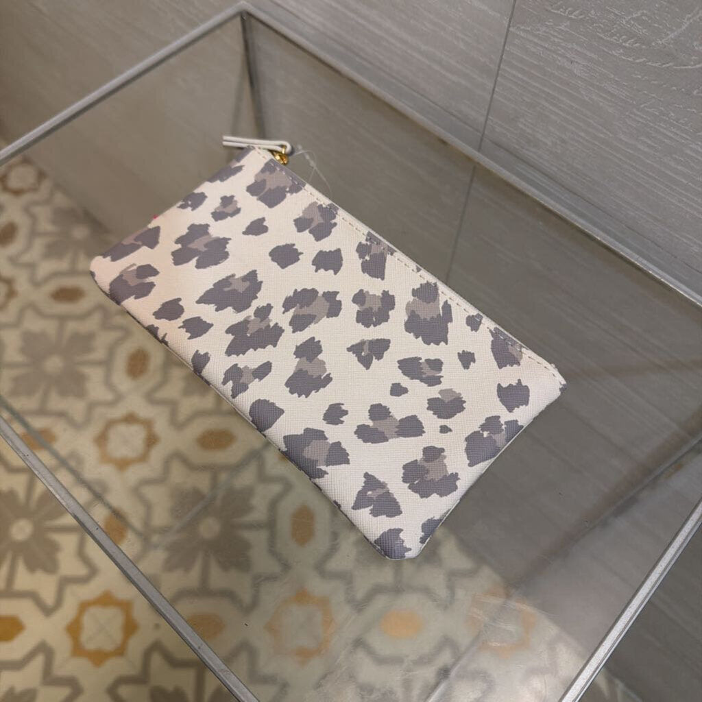 Beige/ Grey Leopard Print Small Pouch