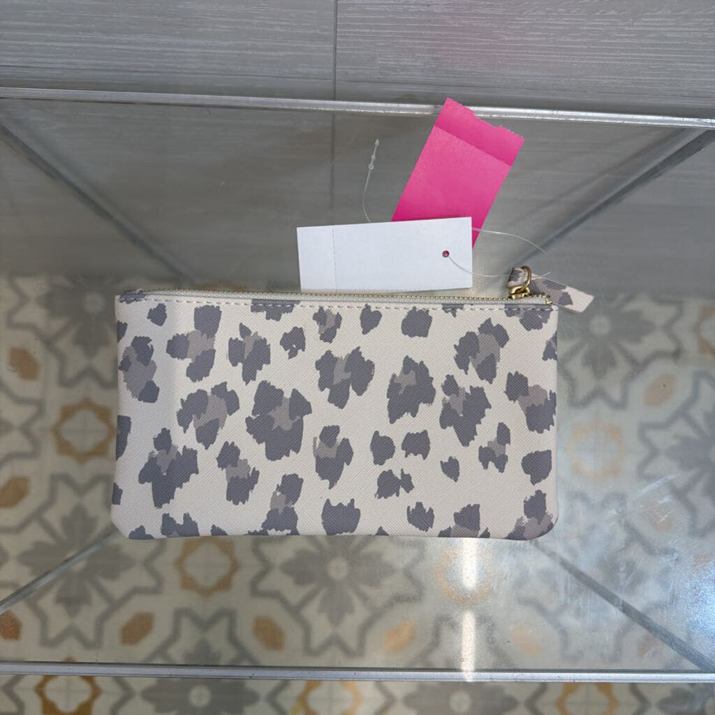 Beige/ Grey Leopard Print Small Pouch