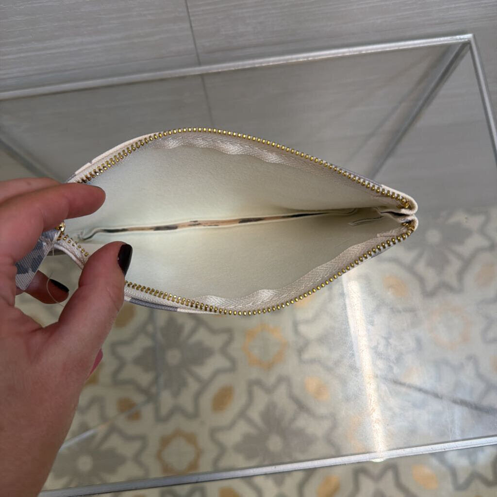 Beige/ Grey Leopard Print Small Pouch