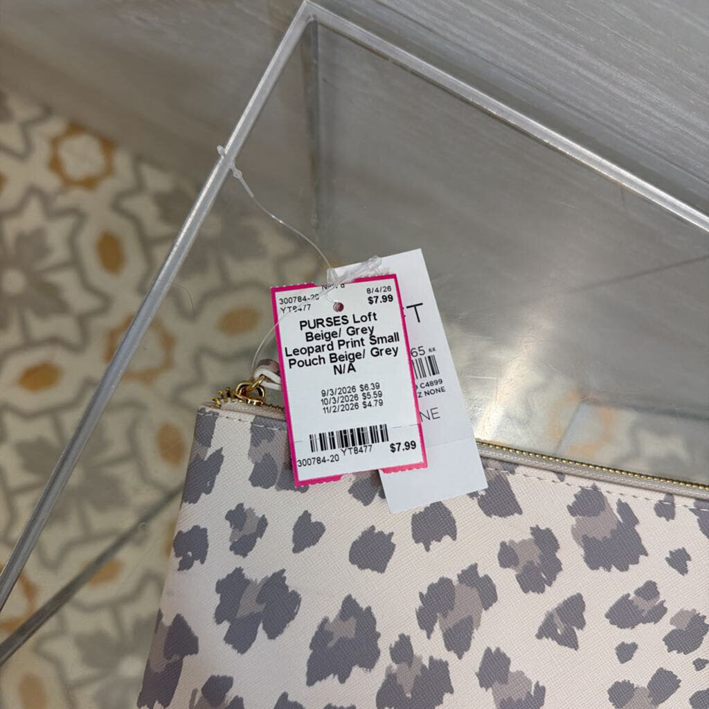Beige/ Grey Leopard Print Small Pouch