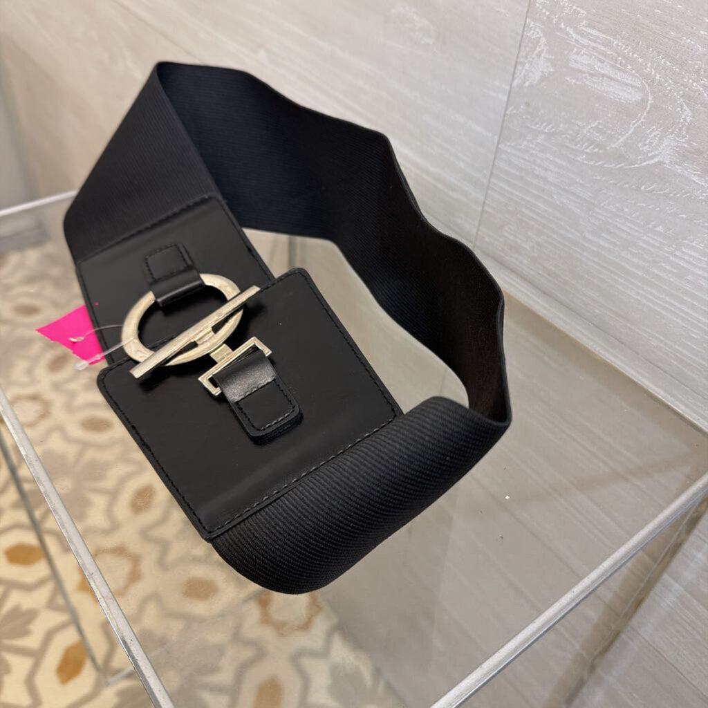Black Thick Stretchy Front Hook Belt Small
