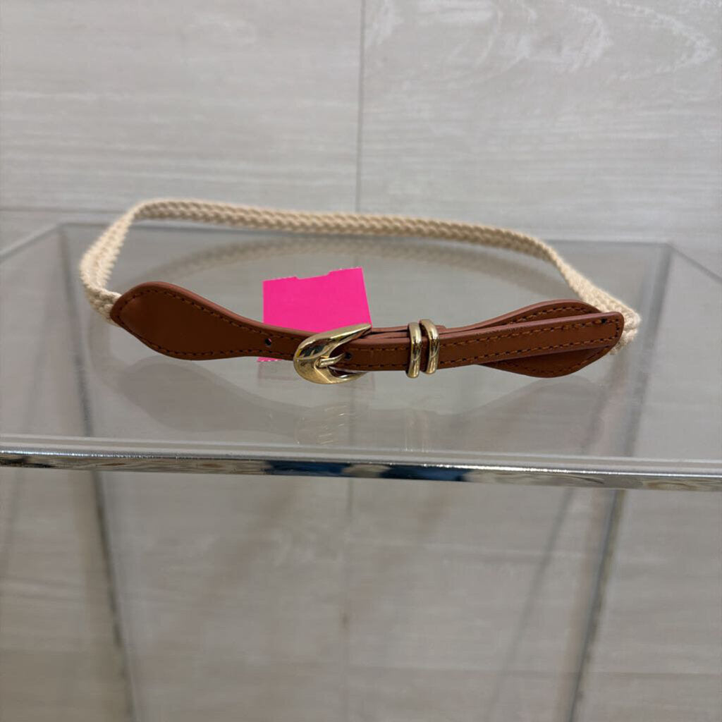 Brown/ Cream Woven Thin Belt Small