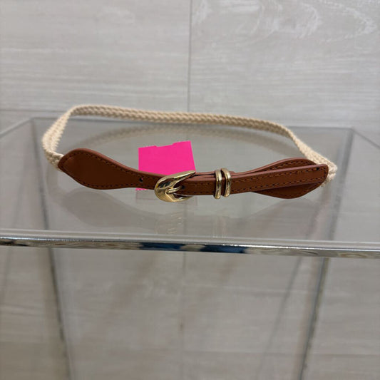 Brown/ Cream Woven Thin Belt Small