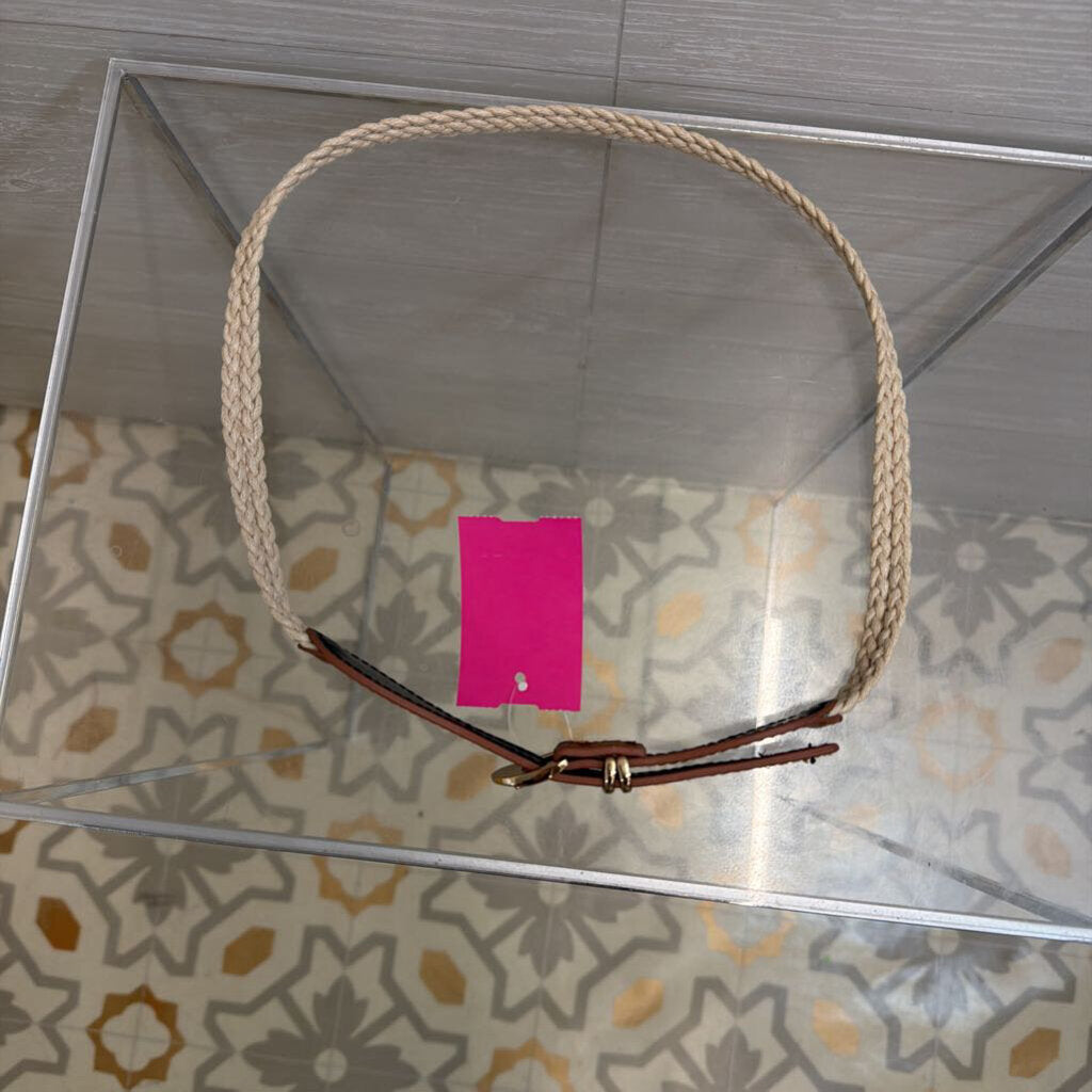 Brown/ Cream Woven Thin Belt Small