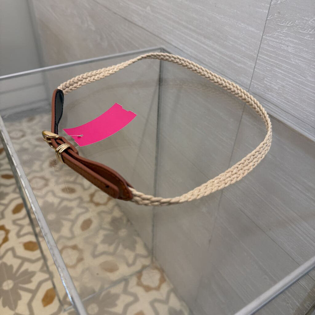 Brown/ Cream Woven Thin Belt Small