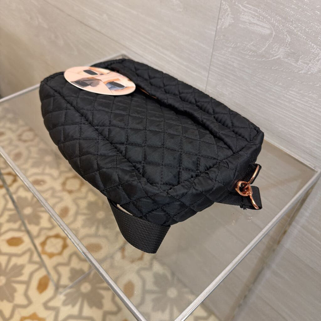 Black Quilted 2 in 1 Crossbody Fanny Pack Purse