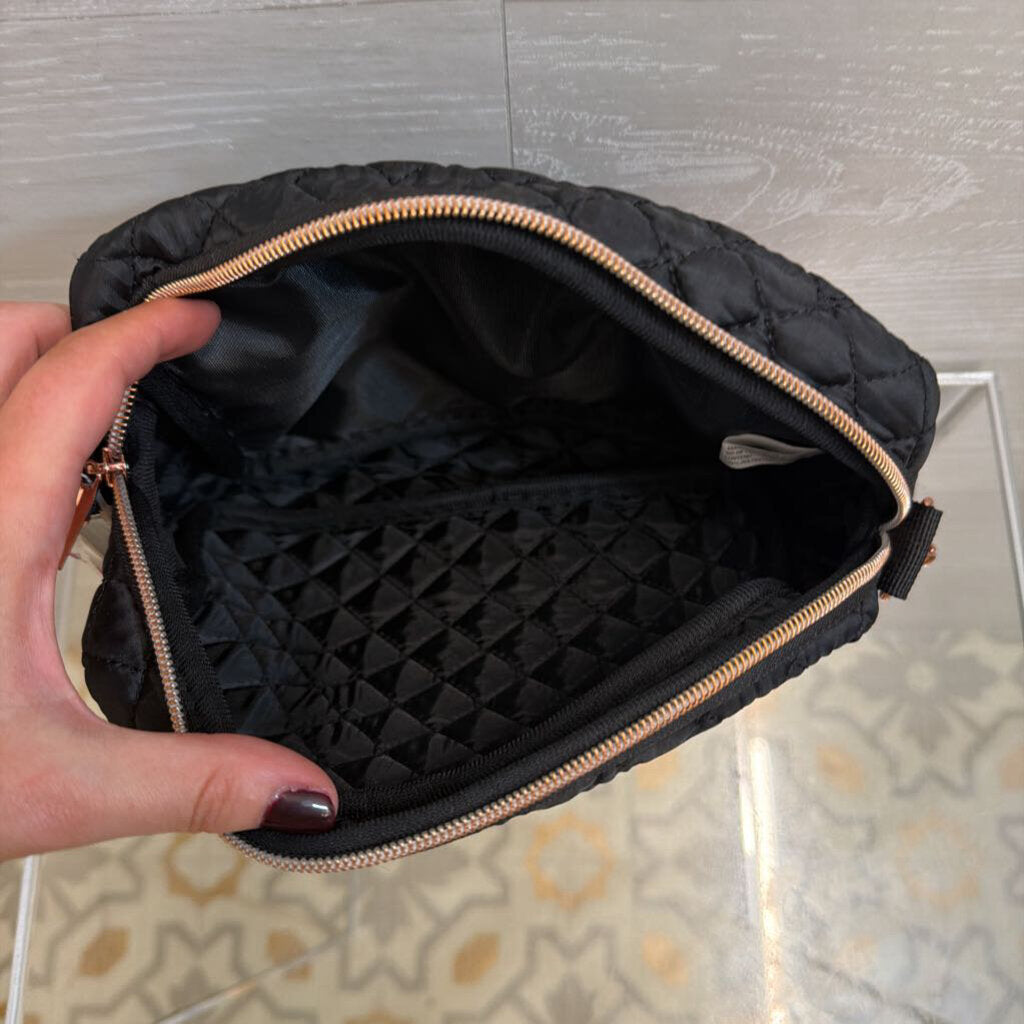Black Quilted 2 in 1 Crossbody Fanny Pack Purse