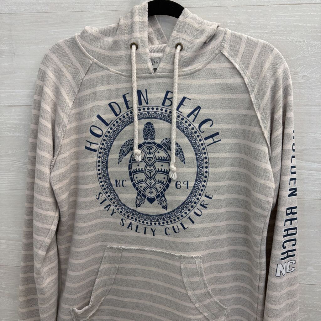 Coconut Creek Grey/ White Striped Holden Beach Hoodie Small