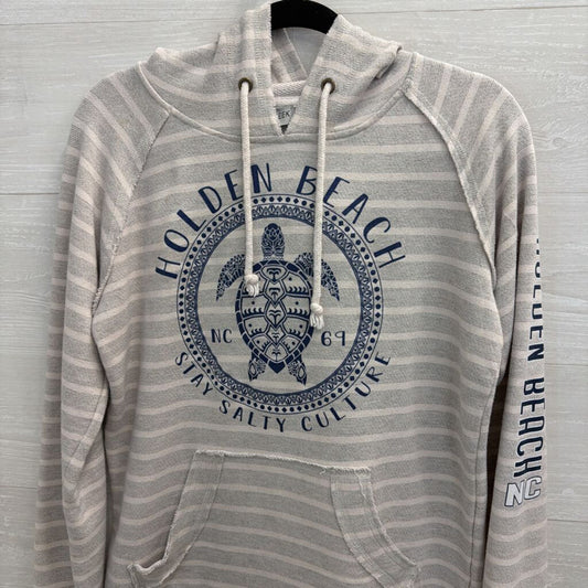 Coconut Creek Grey/ White Striped Holden Beach Hoodie Small