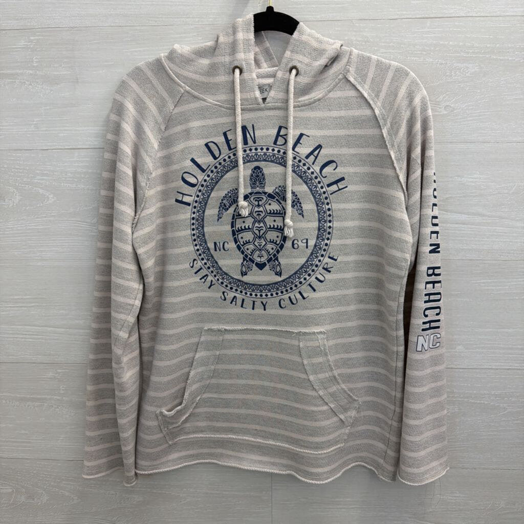 Coconut Creek Grey/ White Striped Holden Beach Hoodie Small